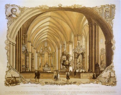 Het interieur van de Matthias kerk in Buda door Gusztáv Zombory